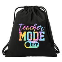 Teacher Mode Off Colorful Retro Drawstring Bag