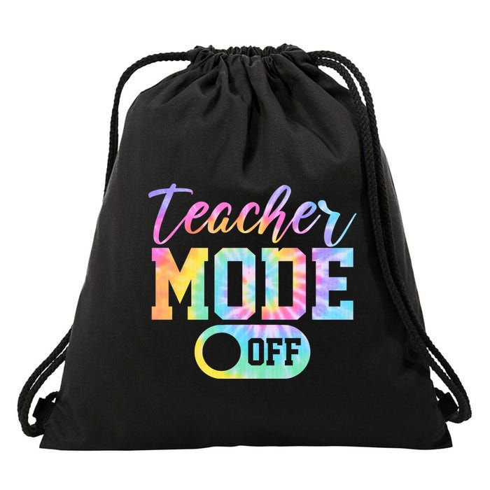 Teacher Mode Off Colorful Retro Drawstring Bag
