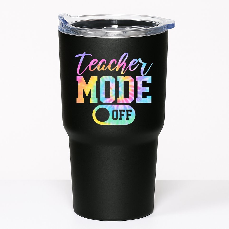 Teacher Mode Off Colorful Retro Tumbler