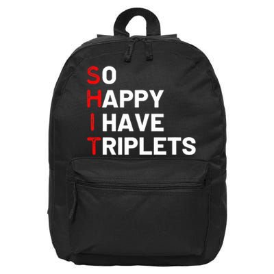 Triplet Mom Of Triplets Funny Triplet Mama Triplet Dad 16 in Basic Backpack