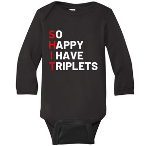 Triplet Mom Of Triplets Funny Triplet Mama Triplet Dad Baby Long Sleeve Bodysuit