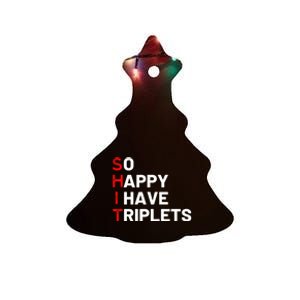 Triplet Mom Of Triplets Funny Triplet Mama Triplet Dad Ceramic Tree Ornament