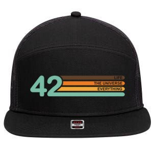 The Meaning Of Life 42 7 Panel Mesh Trucker Snapback Hat