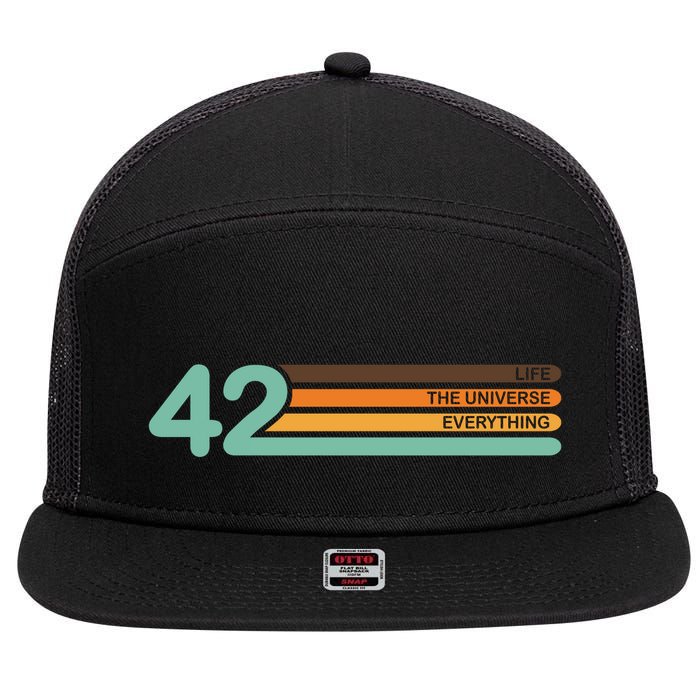 The Meaning Of Life 42 7 Panel Mesh Trucker Snapback Hat
