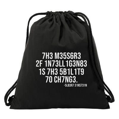 The Measure Of Intelligence Coded Motivational Science Quote Drawstring Bag