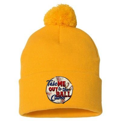 Take Me Out To The Ball Game Baseball Game Day Sport Pom Pom 12in Knit Beanie