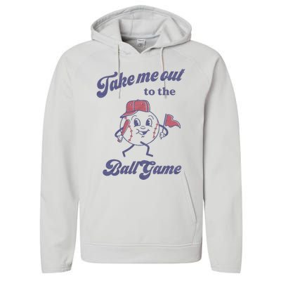 Take Me Out To The Ball Game Baseball Softball Performance Fleece Hoodie