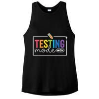 Testing Mode on Testing Day Motivational Teacher Ladies PosiCharge Tri-Blend Wicking Tank