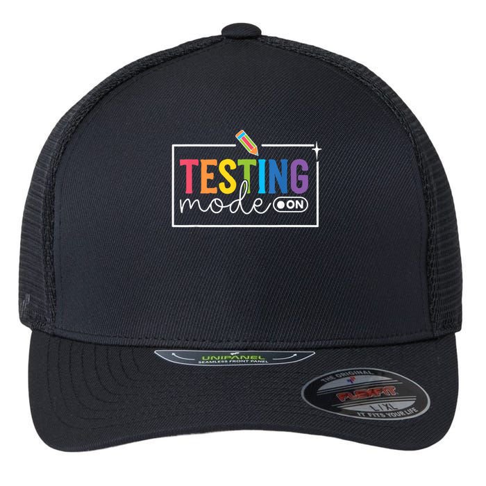 Testing Mode on Testing Day Motivational Teacher Flexfit Unipanel Trucker Cap