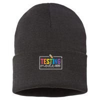 Testing Mode on Testing Day Motivational Teacher Sustainable Knit Beanie