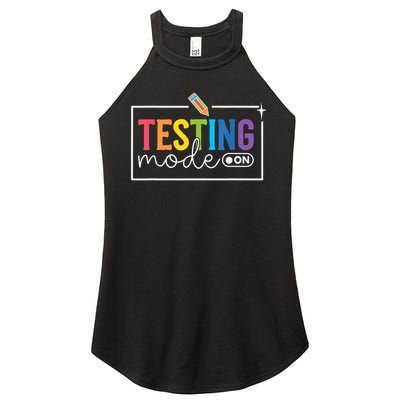 Testing Mode on Testing Day Motivational Teacher Women's Perfect Tri Rocker Tank