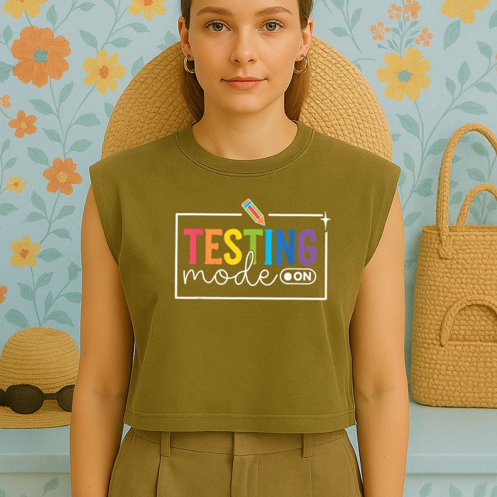 Testing Mode on Testing Day Motivational Teacher Garment-Dyed Women's Muscle Tee