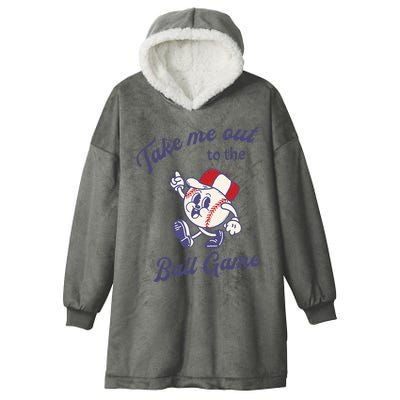 Take Me Out To The Baseball Ball Game Softball Vintage Hooded Wearable Blanket