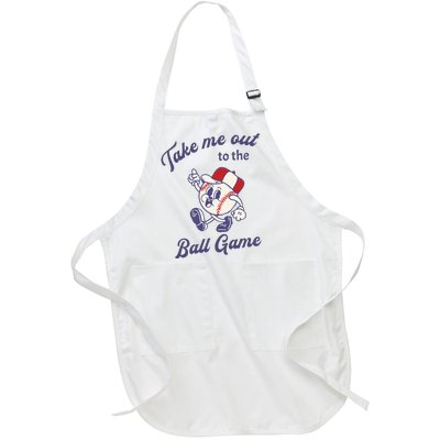 Take Me Out To The Baseball Ball Game Softball Vintage Full-Length Apron With Pockets