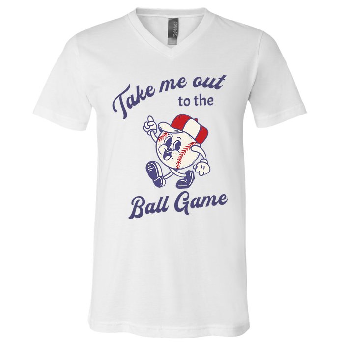 Take Me Out To The Baseball Ball Game Softball Vintage V-Neck T-Shirt