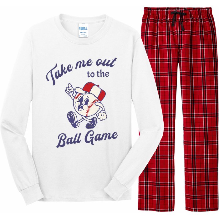 Take Me Out To The Baseball Ball Game Softball Vintage Long Sleeve Pajama Set