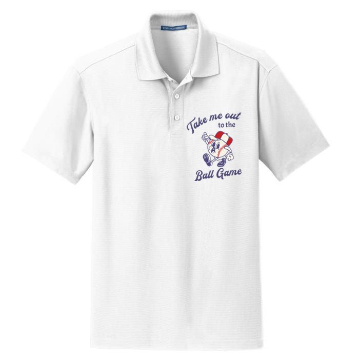 Take Me Out To The Baseball Ball Game Softball Vintage Dry Zone Grid Polo