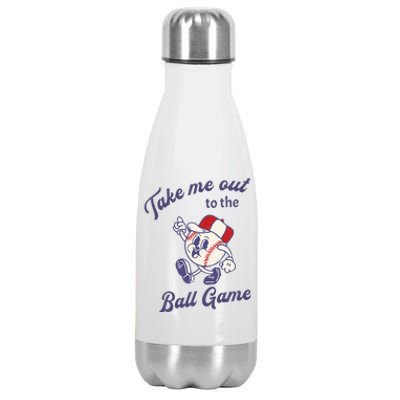 Take Me Out To The Baseball Ball Game Softball Vintage Stainless Steel Insulated Water Bottle