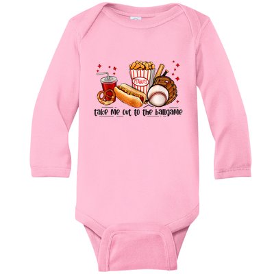 Take Me Out To The Ball Game Baseball Player Fans Lover Baby Long Sleeve Bodysuit