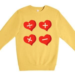 Teacher Math Operations Hearts School ValentineS Day Premium Crewneck Sweatshirt