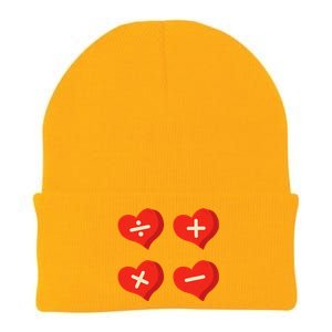 Teacher Math Operations Hearts School ValentineS Day Knit Cap Winter Beanie