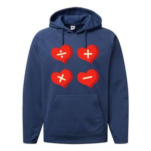 Teacher Math Operations Hearts School ValentineS Day Performance Fleece Hoodie