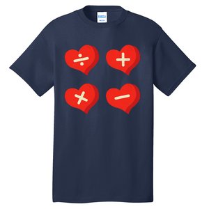 Teacher Math Operations Hearts School ValentineS Day Tall T-Shirt