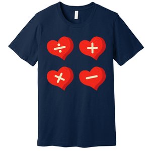 Teacher Math Operations Hearts School ValentineS Day Premium T-Shirt