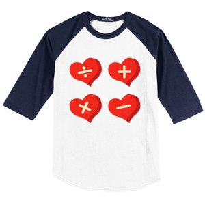 Teacher Math Operations Hearts School ValentineS Day Baseball Sleeve Shirt