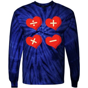 Teacher Math Operations Hearts School ValentineS Day Tie-Dye Long Sleeve Shirt