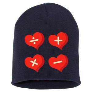 Teacher Math Operations Hearts School ValentineS Day Short Acrylic Beanie