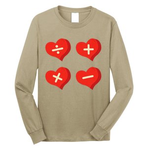 Teacher Math Operations Hearts School ValentineS Day Long Sleeve Shirt