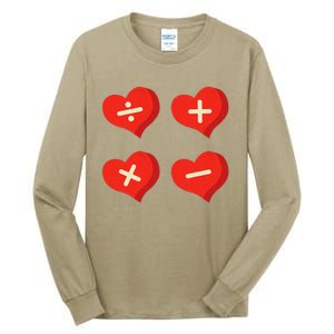 Teacher Math Operations Hearts School ValentineS Day Tall Long Sleeve T-Shirt