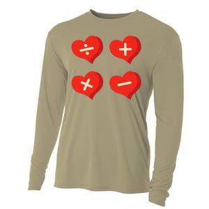 Teacher Math Operations Hearts School ValentineS Day Cooling Performance Long Sleeve Crew