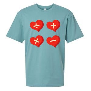 Teacher Math Operations Hearts School ValentineS Day Sueded Cloud Jersey T-Shirt