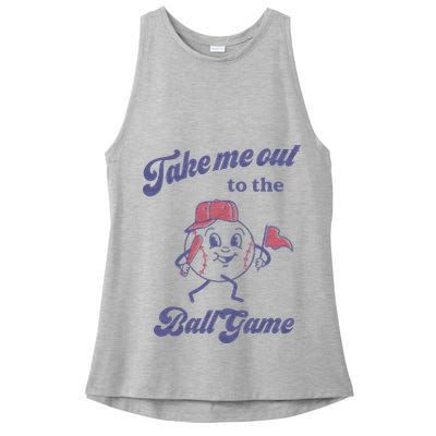 Take Me Out To The Ball Game Baseball Softball Ladies PosiCharge Tri-Blend Wicking Tank