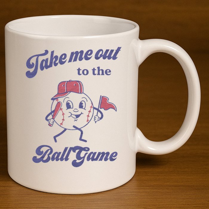 Take Me Out To The Ball Game Baseball Softball 11oz C Handle Ceramic Mug