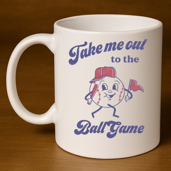 Take Me Out To The Ball Game Baseball Softball 11oz C Handle Ceramic Mug