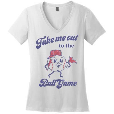 Take Me Out To The Ball Game Baseball Softball Women's V-Neck T-Shirt