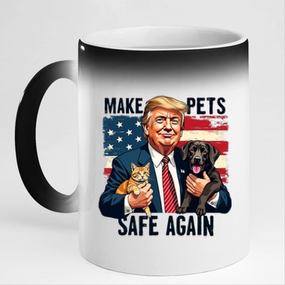 Trump Make Pets Safe Again Funny Save Our Pets Vote Trump 11oz Black Color Changing Mug