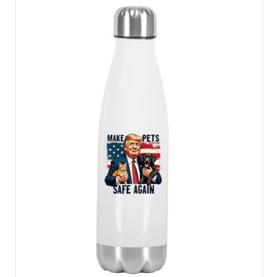 Trump Make Pets Safe Again Funny Save Our Pets Vote Trump Stainless Steel Insulated Water Bottle