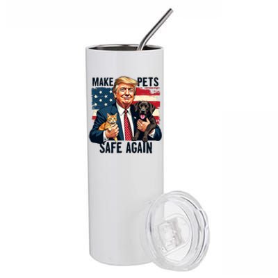 Trump Make Pets Safe Again Funny Save Our Pets Vote Trump Stainless Steel Tumbler