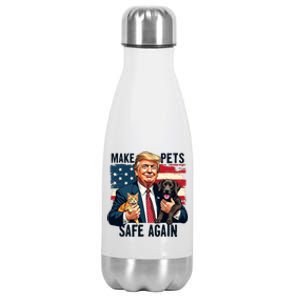 Trump Make Pets Safe Again Funny Save Our Pets Vote Trump Stainless Steel Insulated Water Bottle