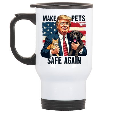 Trump Make Pets Safe Again Funny Save Our Pets Vote Trump Stainless Steel Travel Mug