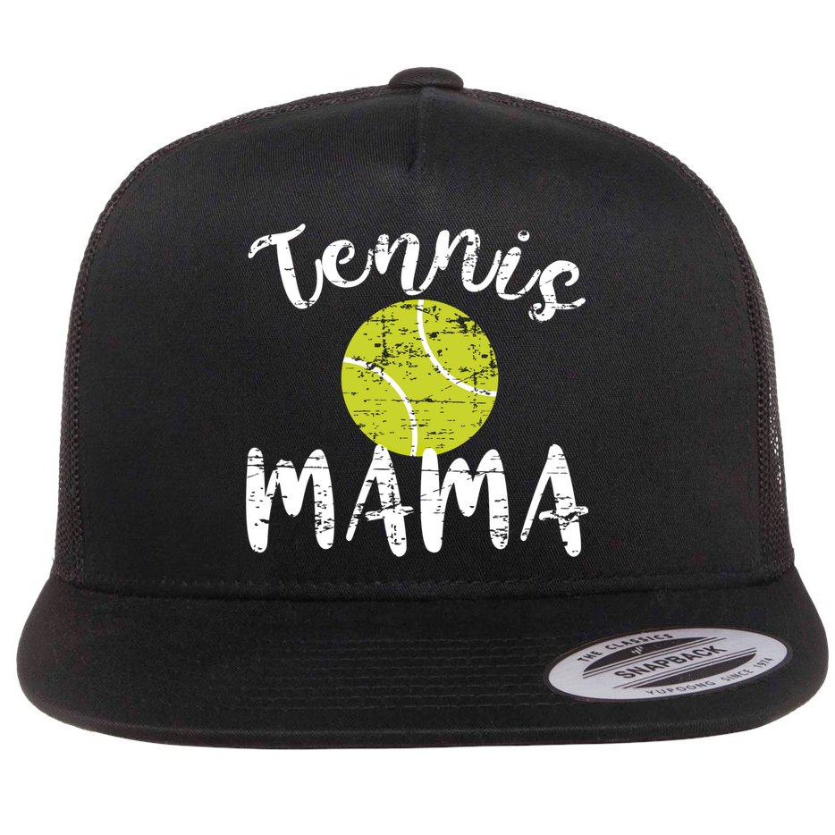 Tennis Mama Proud Mom Tennis Player Retro Distressed Great Gift Flat Bill Trucker Hat