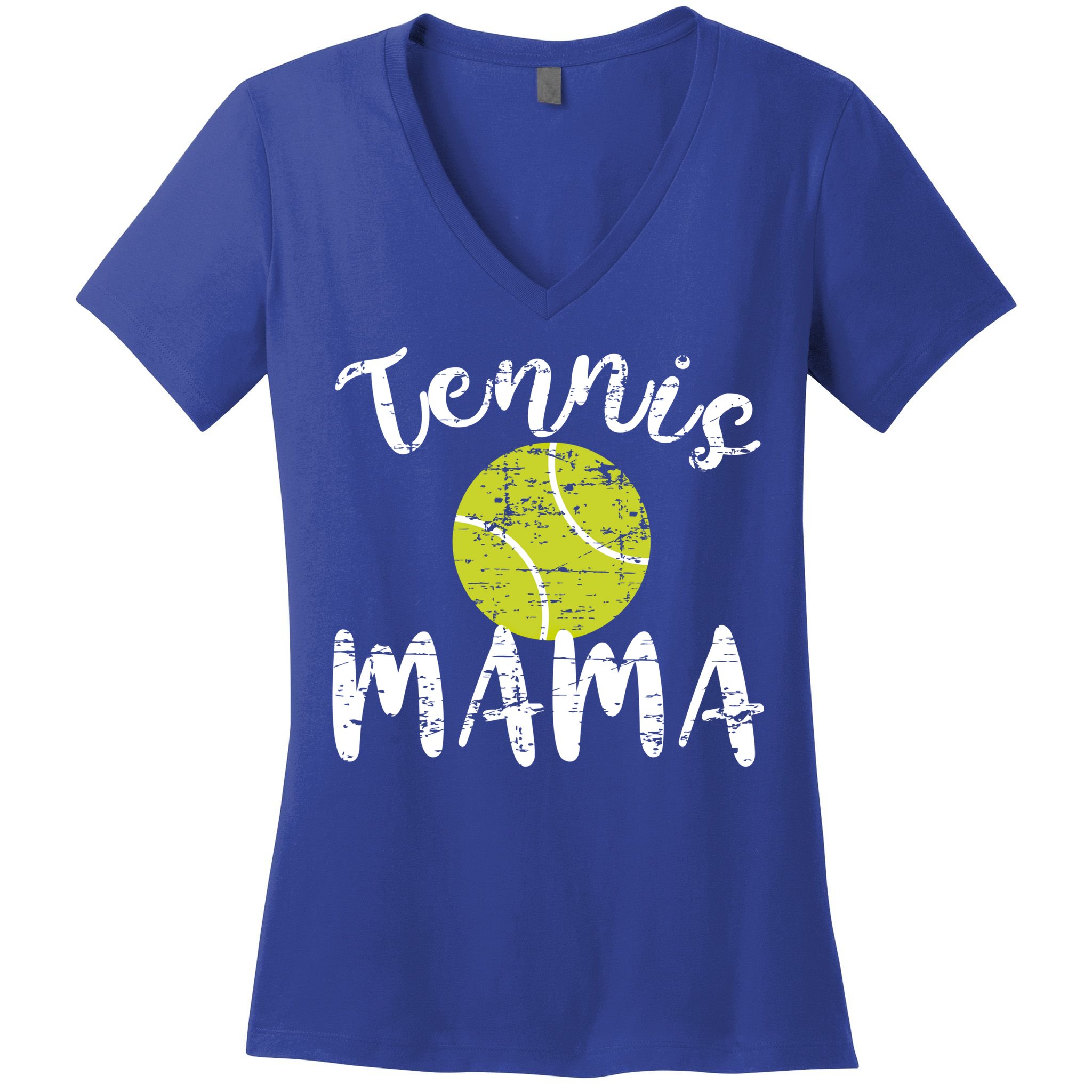 Tennis Mama Proud Mom Tennis Player Retro Distressed Great Gift Women's V-Neck T-Shirt