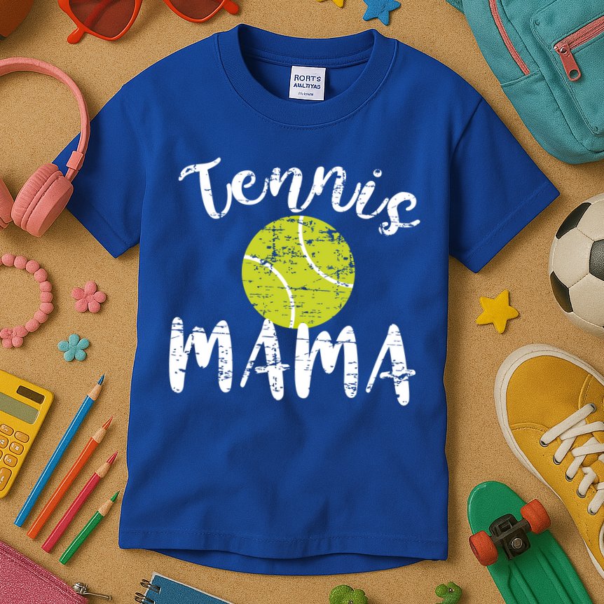Tennis Mama Proud Mom Tennis Player Retro Distressed Great Gift Kids T-Shirt
