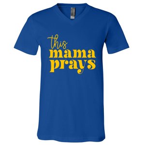 This Mama Prays Momma Christian Mom Mother Faith Love Gift V-Neck T-Shirt