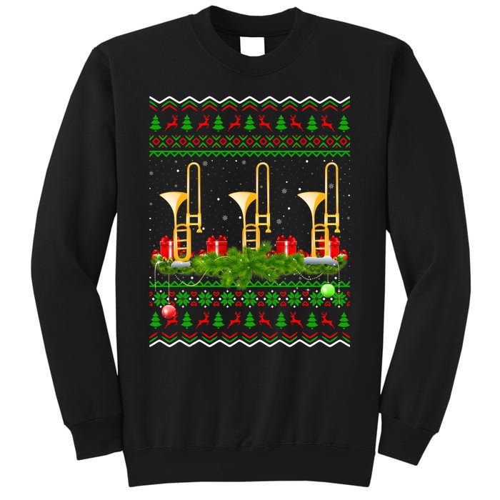 Trombone Music Player Xmas Gift Ugly Trombone Christmas Sweatshirt