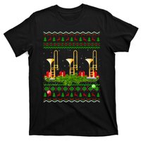 Trombone Music Player Xmas Gift Ugly Trombone Christmas T-Shirt